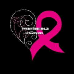 Rhinestone Pink Ribbon Fight Motifs Hot Fix Rhinestone Iron On TransfersFor Garments