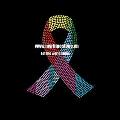 Pink Ribbon Motif Custom Rhinestone Heat Transfer withMCE High Quality For Shirts