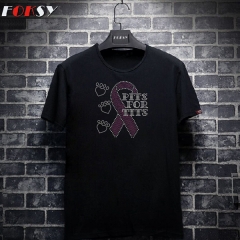 Wholesale Love Paws Pink Ribbon Breast Cancer Rhinestone Heat Transfer for Shirts