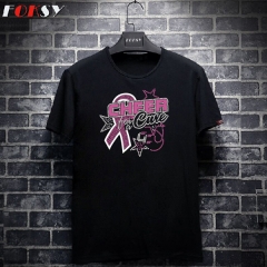 Hot Fix Custom Breast Cancer Awareness Pink Ribbon Rhinestone Transfer with Glitter Cheer