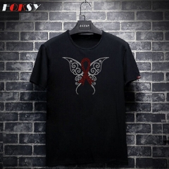 Hot Fix Red Ribbon Breast Cancer with Butterfly Pattern Rhinestone Transfer
