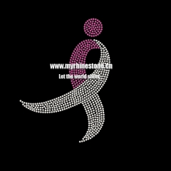 Custom Ribbon Breast Cancer Hot Fix Motif Rhinestone Heat Transfer