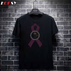 Custom Peace Pink Ribbon Breast Cancer Hot Fix Motif Rhinestone Heat Transfer