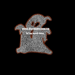 Crystal Rhinestone Ghost Hot Fix Motif Iron on Transfer for Halloween