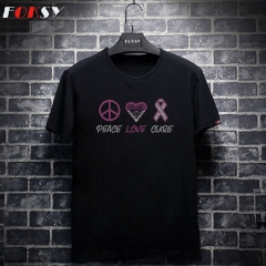Peace Love Cure Hot Fix Crystal Rhinestone Heat Transfer Iron on T-shirt