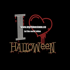 I love Halloween Hot Fix Motif Rhinestone Iron on Transfer for Halloween