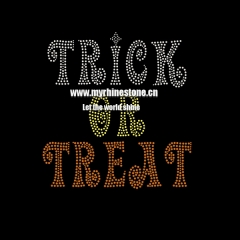 Trick or Treat Hotfix Motif Rhinestone Iron on Transfer for Halloween Holiday