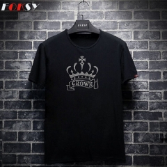 Custom Design Crown Crystal Iron on T-Shirt Rhinestone Heat Transfer Motif