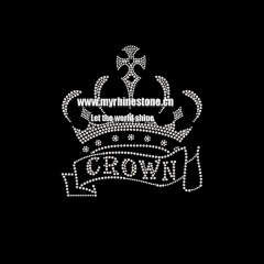 Custom Design Crown Crystal Iron on T-Shirt Rhinestone Heat Transfer Motif