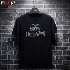 Crystal Hot Fix Bat Motif Rhinestone Heat Transfer Iron on T-shirt for Happy Halloween