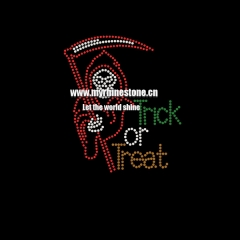 Custom Azrael With Letter Trick or Treat Motif Rhinestone Iron on Transfer For Halloween Holiday
