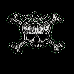 Hot Fix Crystal Crown Skull Motif Rhinestone Heat Transfer Iron on T-shirt