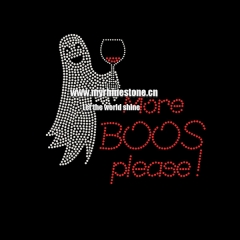 Hot Fix More BOOS Please Motif Custom Rhinestone Transfer Design for Halloween Holiday