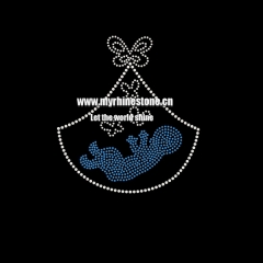Hot Fix Baby and Butterfly Motif Rhinestone Heat Transfer Iron on T-shirt for Kids