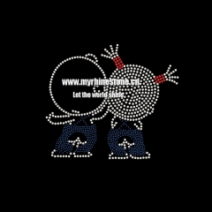 Two Cute Little Baby Motif Hotfix Rhinestone Heat Transfer Design Iron on T-shirt for Kids