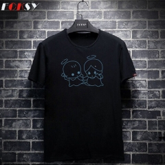Custom Two Cute Baby Boy and Girl Motif Rhinestone Heat Transfer Iron on T-shirt for Kids