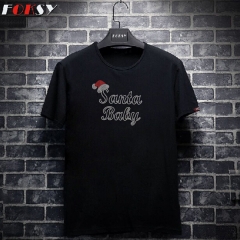 Custom Letter Santa Baby with Hat Motif Hotfix Strass Rhinestone Transfer Iron on T-shirt fir Kids