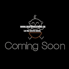 Custom Baby Coming Soon Motif Hot Fix Strass Crystal Rhinestone Heat Transfer for Kids