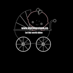Custom Baby Sit On Pram Motif Hotfix Rhinestone Heat Transfer Design Iron on T-shirt for Kids
