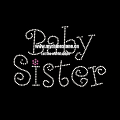 Custom Baby Sister Motif Hot Fix Rhinestone Heat Transfer Deisgn Iron on T-shirt for Kids