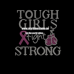 Tough Girl Fight Strong Design Hot Fix Rhinestone Heat Transfer Motif Iron on T-shirt for Kids