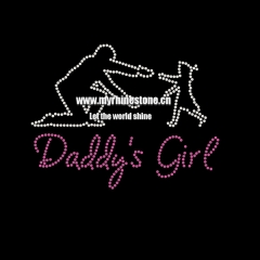 New Custom Daddy's Girl Motif Hot Fix Rhinestone Heat Transfer Design Iron on T-shirt for Kids