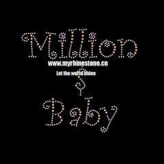 Letter Million Baby Motif Hot Fix Strass Rhinestone Heat Transfer Iron on T-shirt for Kids