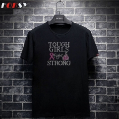 Tough Girl Fight Strong Design Hot Fix Rhinestone Heat Transfer Motif Iron on T-shirt for Kids