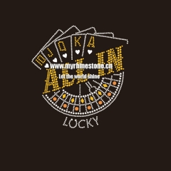 Custom Casinos Poker All In Lucky Motif Hot Fix Rhinestone Heat Transfer
