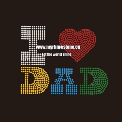 Custom Motif I Love Dad Hot Fix Strass Crystal Rhinestone Transfer for Kids