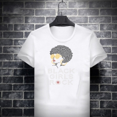 Custom New Afro Black Girls Rock Motif Hot Fix Rhinestone Heat Transfer Design Iron on Clothing