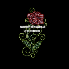 Bling Bling Flower Custom Hot Fix Motif Rhinestone Transfer Design for Clothing