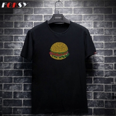 Custom Hamburger Hot Fix Motif Rhinestone Heat Transfer Iron on Clothing for Kids