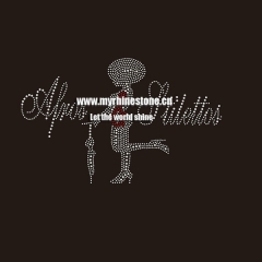 Custom Afro Girl Body Red Ribbon Motif Hotfix Rhinestone Heat Transfer Iron on Clothing
