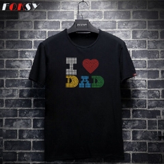 Custom Motif I Love Dad Hot Fix Strass Crystal Rhinestone Transfer for Kids