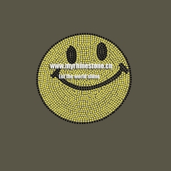 Custom Smile Face Hot Fix Motif Rhinestone Transfer Iron on T-shirt