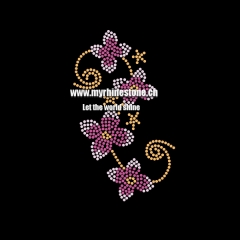 New Unique Simple Flower Hotfix Motif Designs Rhinestone Transfer For T-shirt