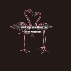Custom Hot Fix Swan Motif Rhinestone Heat Transfer Design Iron on T-shirt