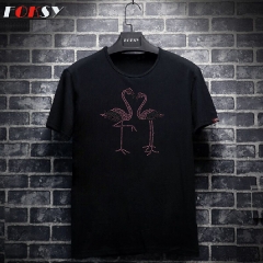 Custom Hot Fix Swan Motif Rhinestone Heat Transfer Design Iron on T-shirt