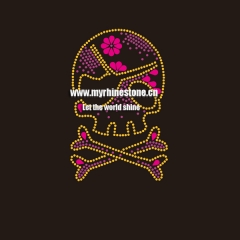 Hot Fix Custom Skull Motif Rhinestone Heat Transfer Iron on Design for Clothing