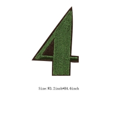Custom Emerald Number 4 Embroidery patch Black Edge with Iron on Backing