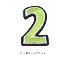 Custom 3D Olivine Number 2 Embroidery patch with Black Iron on Backing