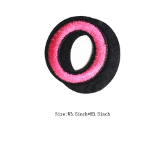 Custom 3D Rose Letter O Embroidery patch with Black Iron on Backing