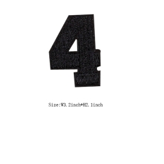 Custom Black Number 4 Iron on Backing Embroidery patch