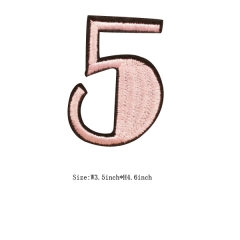 Custom Light Peach Number 6 Embroidery patch Black Edge with Iron on Backing