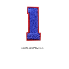Custom Sappire Number 1 with Red Iron on Backing Embroidery patch
