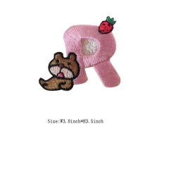 Custom Lovely Bear Embossed with Letter R Motif Iron on Embroidery patch