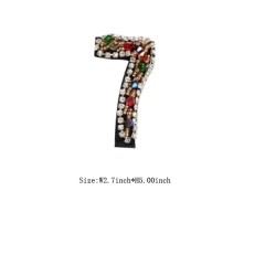 Custom 3D Colorful Beaded Number 7 Embroidery patch with Black Iron on Backing