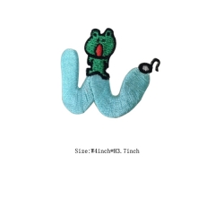 Custom Lovely Green Animal Embossed with Letter W Motif Iron on Embroidery patch