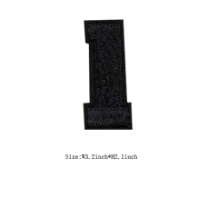 Custom Black Number 1 Iron on Backing Embroidery patch